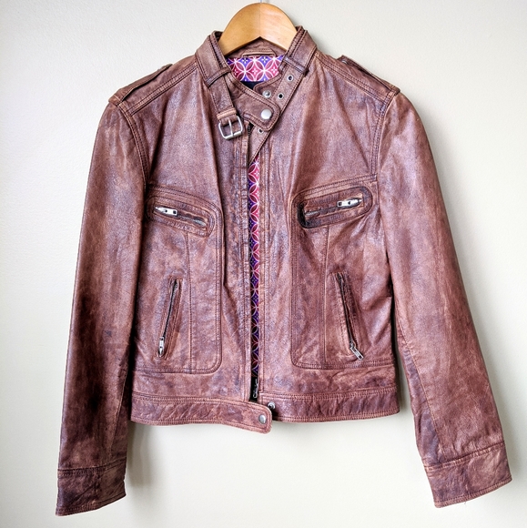 Derimod Expo Distressed Leather Biker Jacket 🏍️